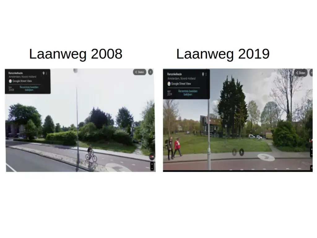 Verschil Laanweg in 2008 en 2019